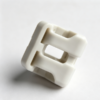 White hollow slot plastic cable retainer clip for wire and rope positioning