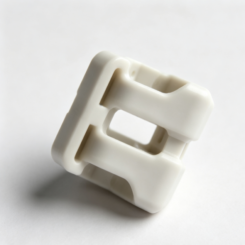 White hollow slot plastic cable retainer clip for wire and rope positioning