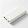 White rectangular molded plastic power bank housing with USB‑A and Type‑C port cut‑outs