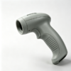 Gray gun-style molded plastic handheld barcode scanner housing with trigger and anti-slip grip ribs