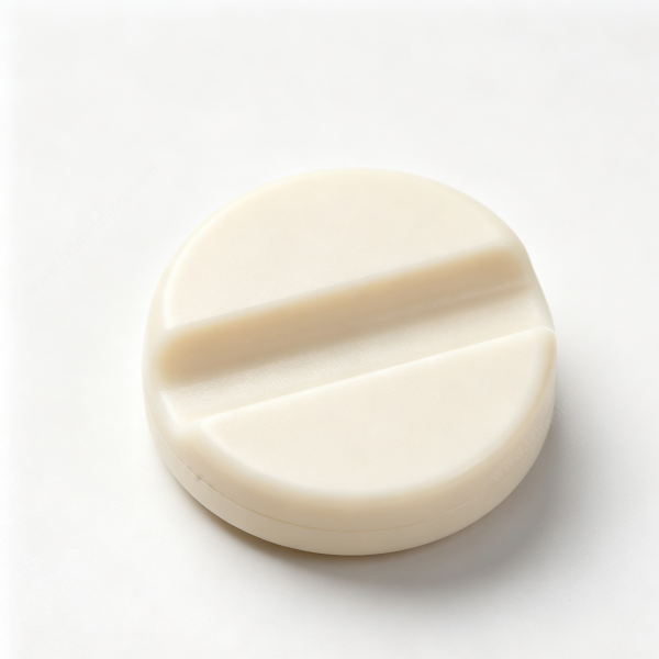 207 Off-white round cap with a wide raised bar running diagonally across its flat top face and a rounded side wall
