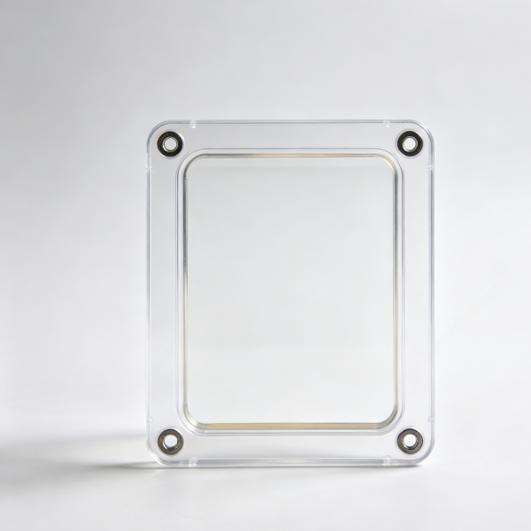 215 Transparent cover panel with four dark corner bushings and a raised inner window frame