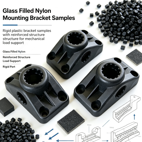 237 (4) Glass filled nylon mounting bracket samples in black, showing reinforced structure for mechanical load support