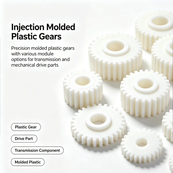 240 (1) Injection molded plastic gears with molded teeth and center bores, custom drive parts for transmission systems