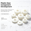 Plastic gear development view showing module and tooth profile sizes for custom molded transmission gears