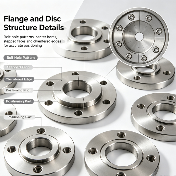 243 (3) Machined metal flange and disc samples with turned bars and plates arranged around them