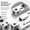 Connector and structural part details showing threaded holes, a slot feature and milled surfaces