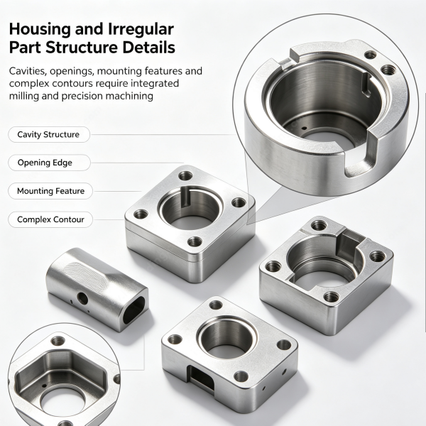 247 (3) Housing and irregular part structure details showing cavity structure, opening edge and mounting feature