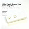 White plastic double-hole connecting plate shown as a flat molded component with two mounting holes