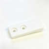 Molded connecting plate in white, a flat molded part with two counterbored holes