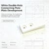 White double-hole connecting plate development layout with hole spacing and thickness dimensions