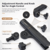 Adjustment handle and knob set for angle control, showing the toothed joint and clamping knob