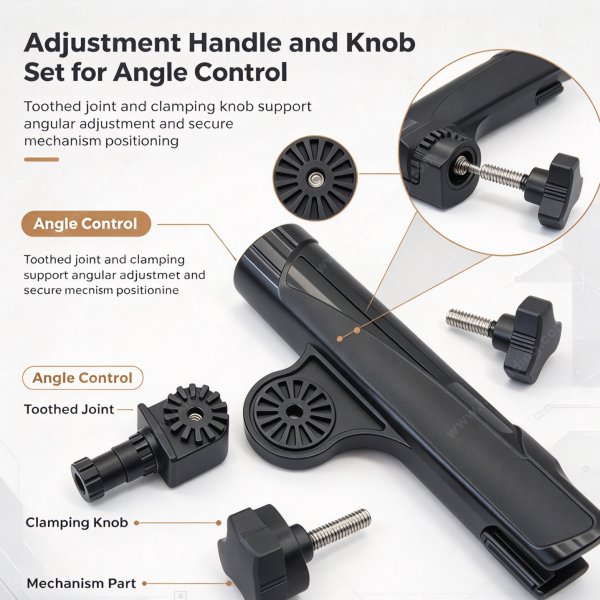 255 (2) Adjustment handle and knob set for angle control, showing the toothed joint and clamping knob