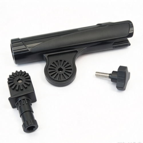 Custom adjustment handle set in black, a molded grip body with a toothed joint and a star knob