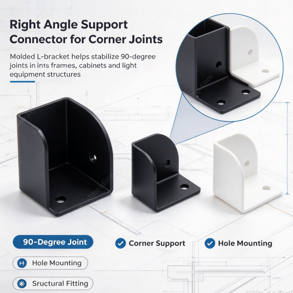 256 (2) Right angle support connector stabilising a 90 degree joint with hole mounting and structural fitting