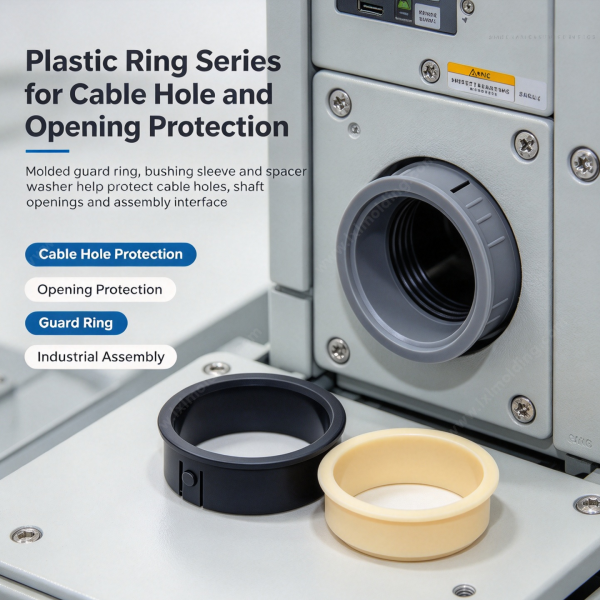 261 (1) Plastic ring series shown for cable hole and opening protection on an industrial control panel