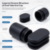 Layered groove structure of the oval tube end cap showing insertion fit against tube wall thickness