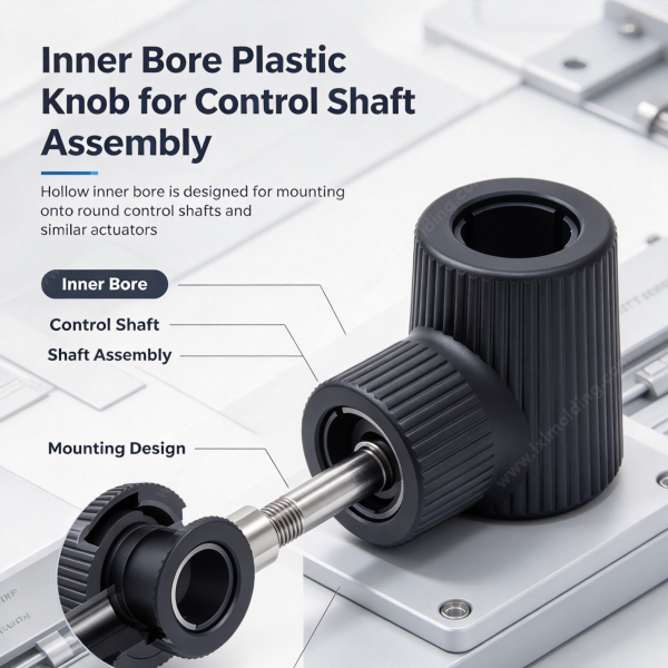265 (4) Inner bore plastic knob for control shaft assembly, with the hollow bore and mounting design labelled