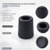 Vertical knurling and inner bore structure of the plastic control knob, with grip surface detail