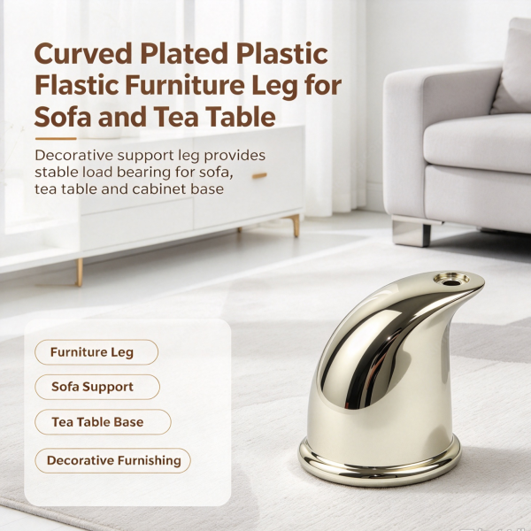 267 (2) Curved plated plastic furniture leg shown for a sofa and tea table, with stable load bearing support