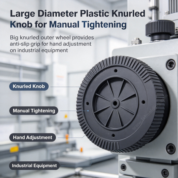 269 (1) Large diameter plastic knurled knob shown for manual tightening on industrial equipment, with anti-slip grip