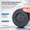 Knurled outer edge design of the large knurled knob, giving a non-slip hand grip for hand turning