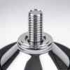 Chrome leveling foot threaded stud detail, showing the plated thread and the collar above the cover shell
