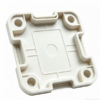 Off‑white square recessed plastic end cover with inner positioning rim and four corner mounting holes