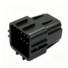 Black square multi‑pin electrical connector plug shell with outer locking retention slots