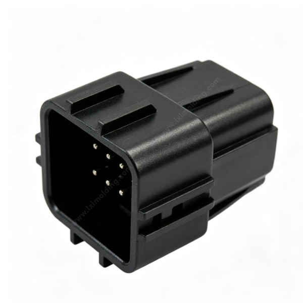 92 Black square multi‑pin electrical connector plug shell with outer locking retention slots
