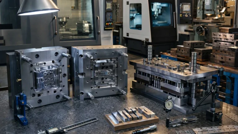 Injection mold and stamping die being machined in our tool shop