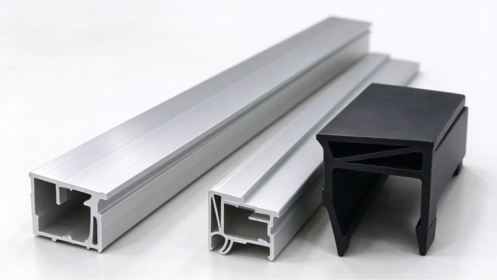 Custom precision aluminum extrusion profiles assembled with durable plastic end caps and seals