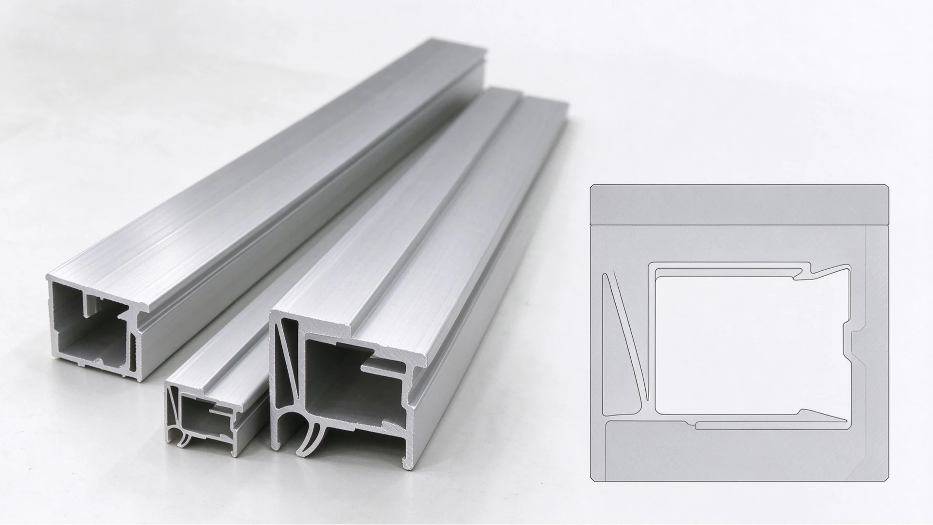 custom extruded profiles for a modular home panel system, shown with the CAD cross-section used for die design