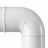 PVC socket elbow bend close up, with the molded body lines and the socket rim in view