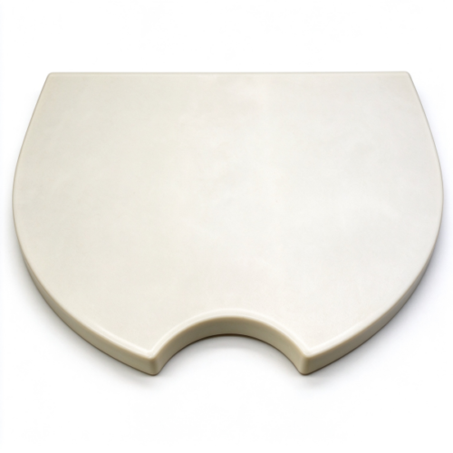 Large irregular panel in cream from the front, the smooth face and the semicircular notch in the lower edge